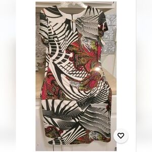 Frank Lyman Womens Jersey Stretch Multi Print Midi Dress 14